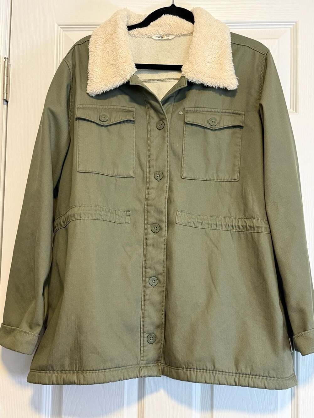 Hang Ten Women's Sherpa Lined Utility Jacket Military Green